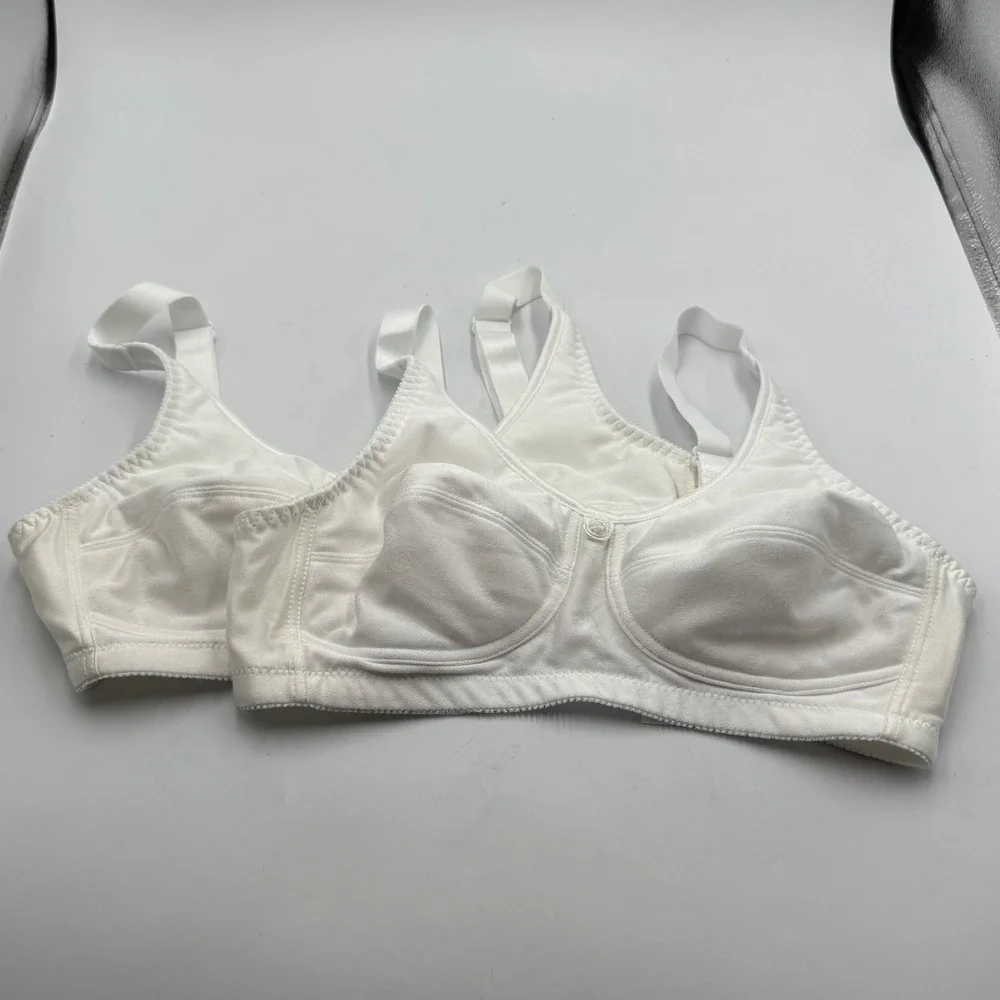 ABC Masectomy Bra Stylr 103 White Floral Jacquard Wireless Set of 2‎ Size 36B